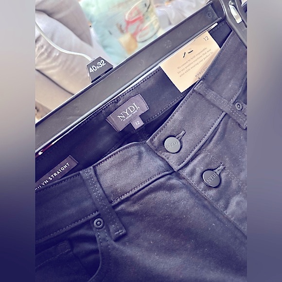 NWT: NYDJ’s Black MID RISE Straight Ankle Button Down Fly, 5Pockets Dressy Pants - Picture 2 of 16